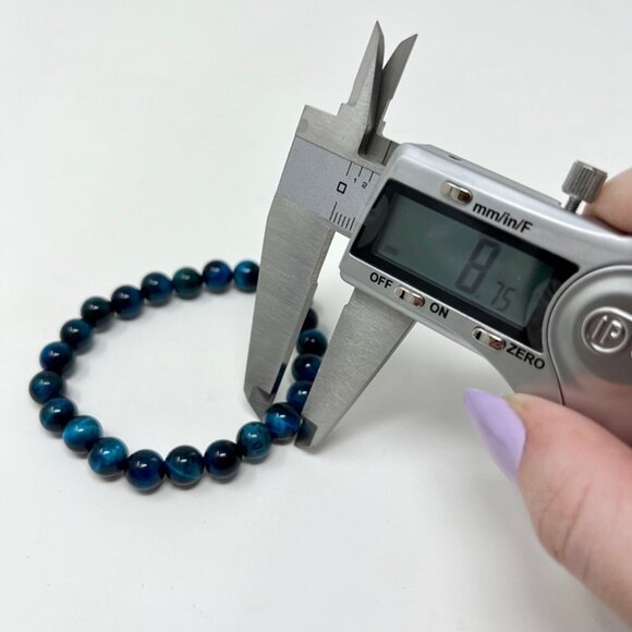 Blue Tigers Eye Beads Bracelet Jewelry Natural Stone Crystal gemstone NEW - Picture 7 of 7